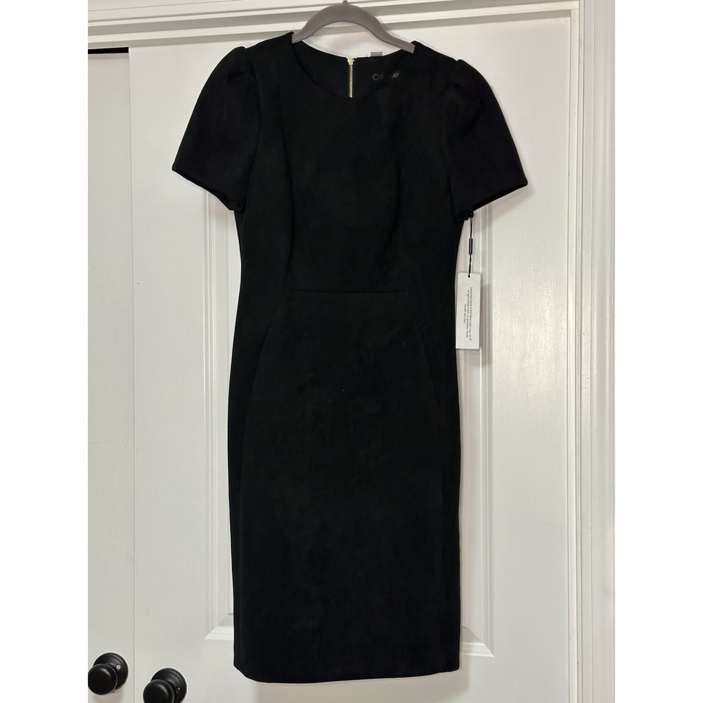 Calvin Klein, New Size 10 Tulip Short Sleeve Sheath Dress,‎ Black